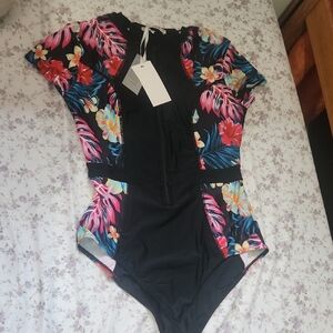Grace Karin Black Floral Swimsuit